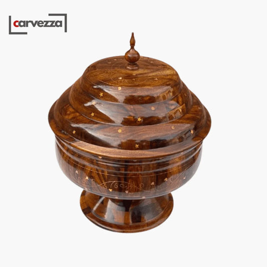 Colossal Wooden Hotpot with Brass Artistry & Steel Bowl