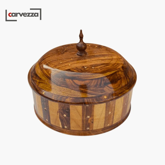 Wooden Handmade Striped Hot Pot with Steel Bowl